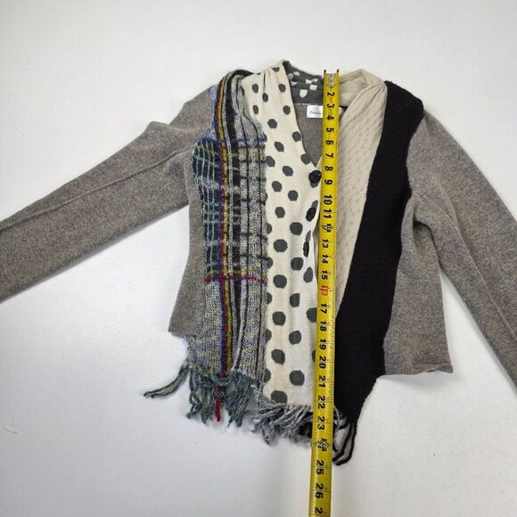 Anthropolgie Charlie & Robin Cardigan Sweater Patchwork Print Polka Dot Fringe S - Picture 5 of 11